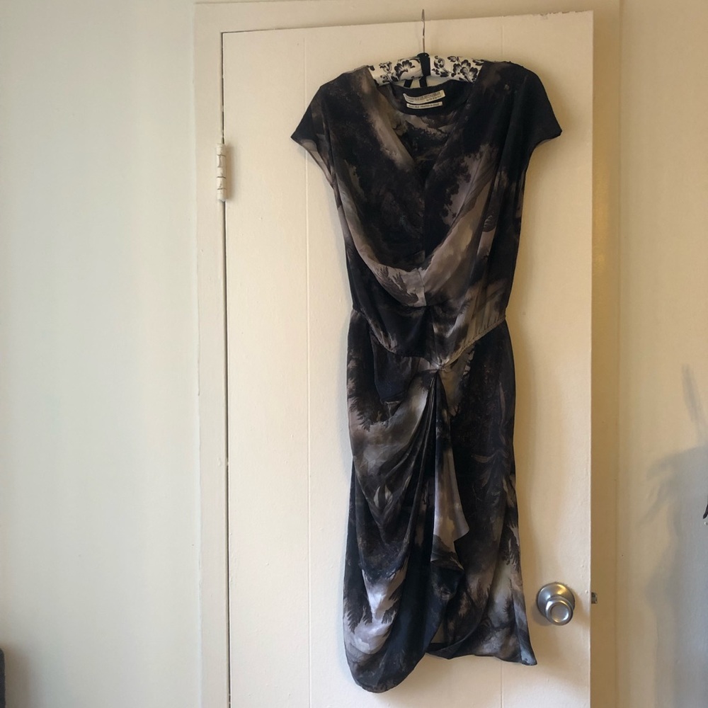 AllSaints Nirvana Silk Drape Dress